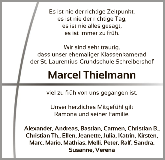 Traueranzeige von Marcel Thielmann von HASK