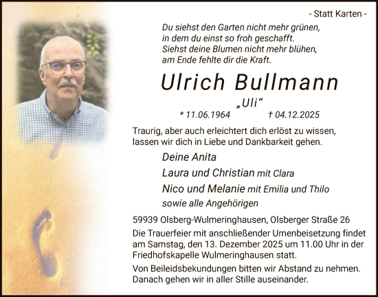Traueranzeige von Ulrich Bullmann von HASK