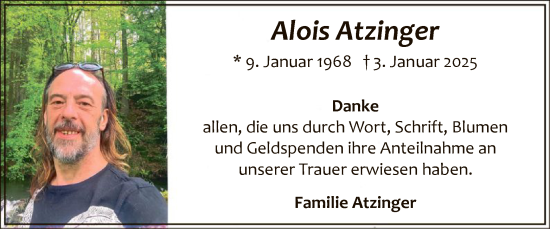 Traueranzeige von Alois Atzinger von WA