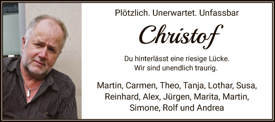 Traueranzeige von Christof  von WA