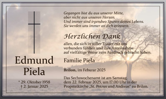 Traueranzeige von Edmund Piela von WA