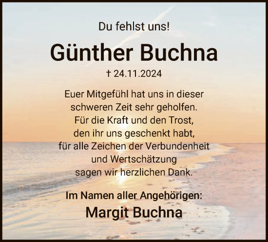 Traueranzeige von Günther Buchna von WA