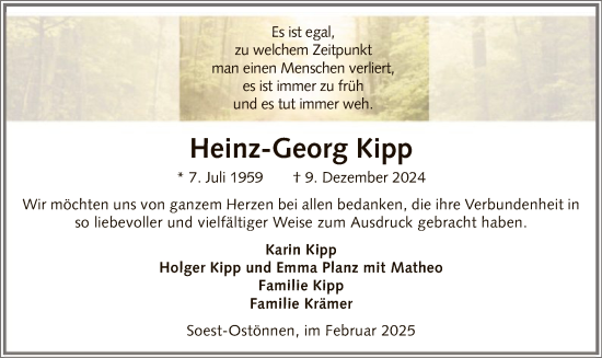 Traueranzeige von Heinz-Georg Kipp von WA