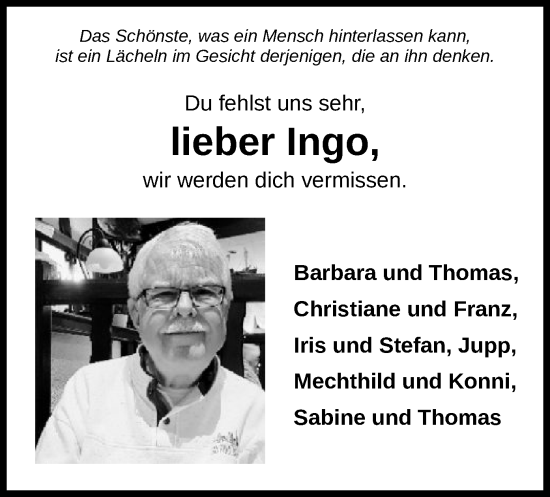 Traueranzeige von Ingo  von WA