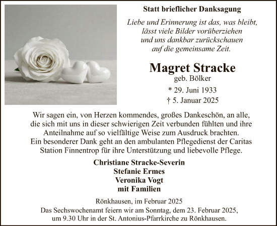 Traueranzeige von Magret Stracke von WA
