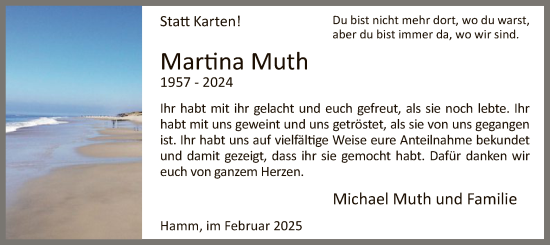 Traueranzeige von Martina Muth von WA