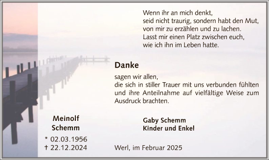 Traueranzeige von Meinolf Schemm von WA