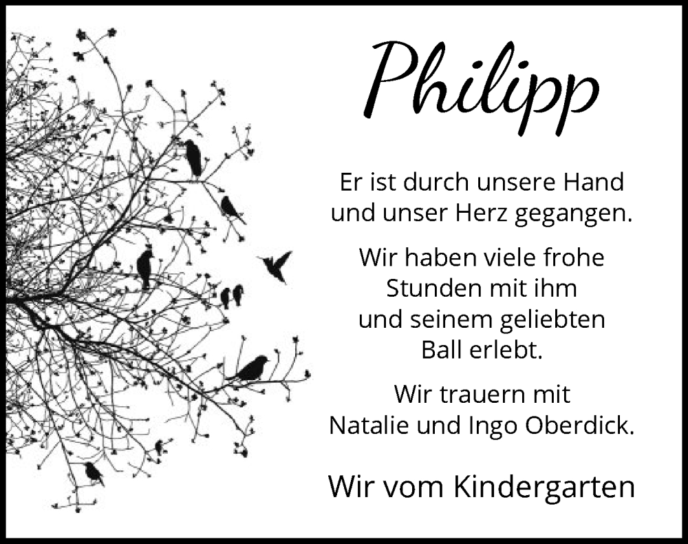  Traueranzeige für Philipp  vom 01.02.2025 aus WA