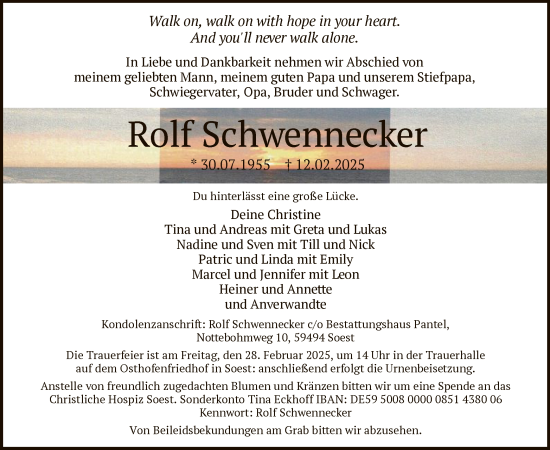 Traueranzeige von Rolf Schwennecker von WAWA
