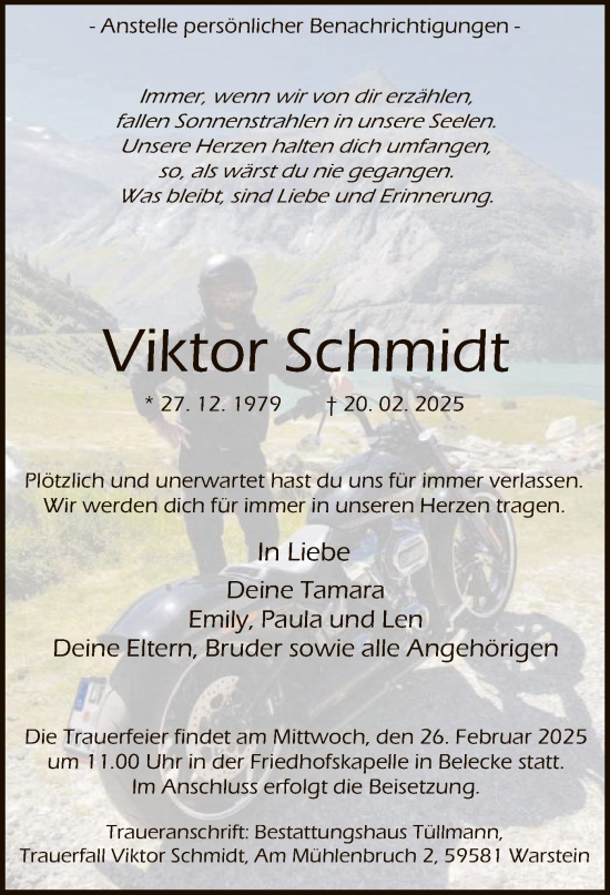 Traueranzeige von Viktor Schmidt von WA