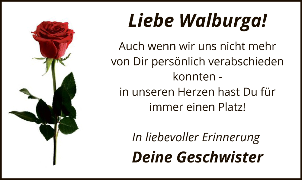  Traueranzeige für Walburga  vom 08.02.2025 aus WA