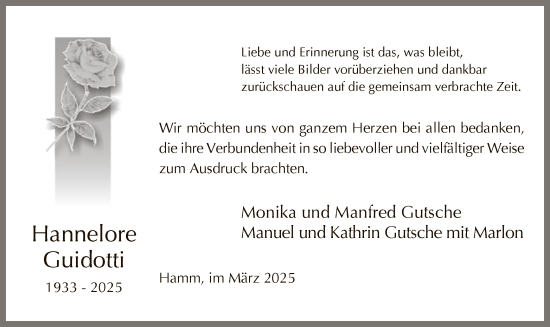 Traueranzeige von Hannelore Guidotti von WA