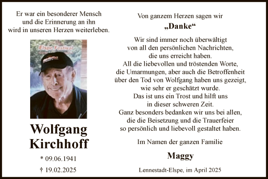 Traueranzeige von Wolfgang Kirchhoff von WA