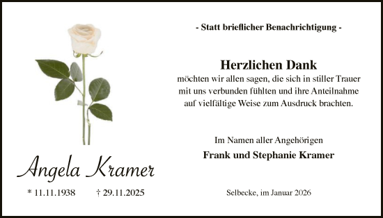 Traueranzeige von Angela Kramer von HASK