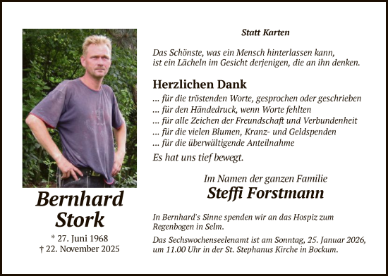 Traueranzeige von Bernhard Stork von HAWA