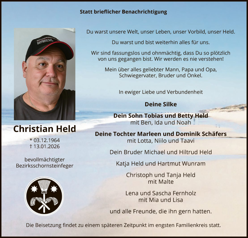  Traueranzeige für Christian Held vom 24.01.2026 aus HASK