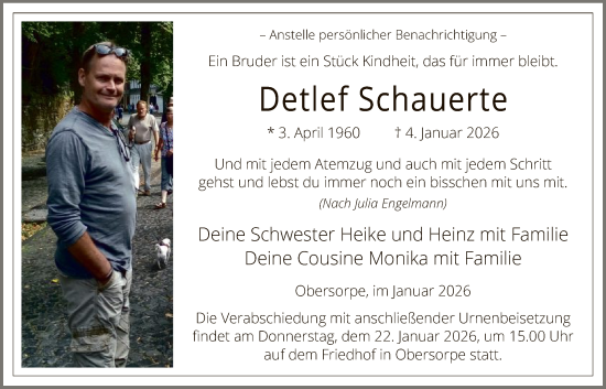 Traueranzeige von Detlef Schauerte von HASK