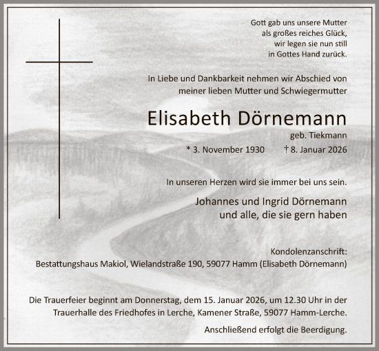Traueranzeige von Elisabeth Dörnemann von HAWA