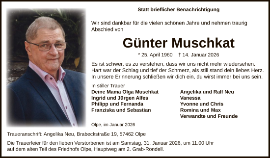 Traueranzeige von Günter Muschkat von HASK
