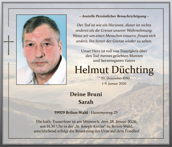 Traueranzeige von Helmut Düchting von HASK