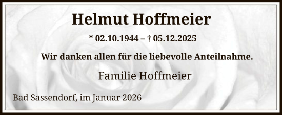 Traueranzeige von Helmut Hoffmeier von HASO