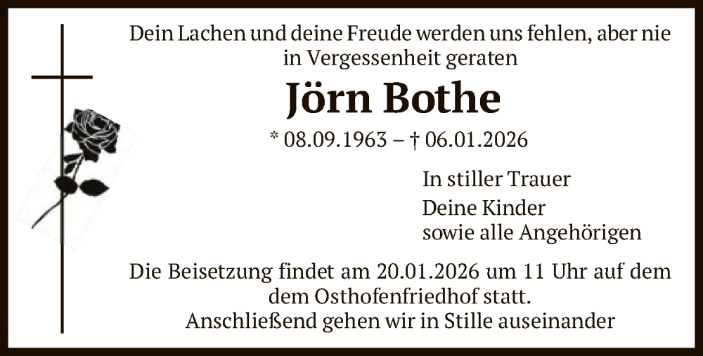  Traueranzeige für Jörn Bothe vom 12.01.2026 aus HASO