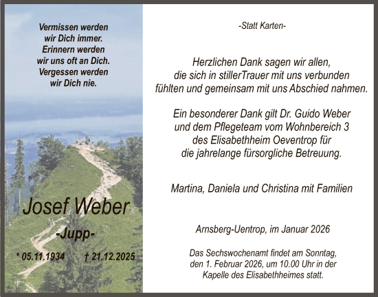 Traueranzeige von Josef Weber von HASK
