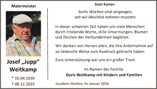 Traueranzeige von Josef Weitkamp von HASK