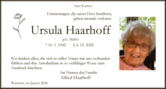 Traueranzeige von Ursula Haarhoff von HASO
