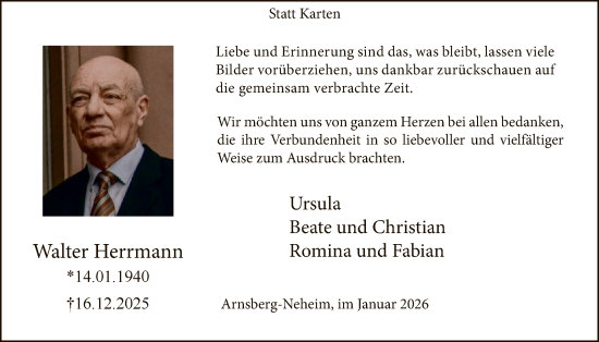 Traueranzeige von Walter Herrmann von HASK